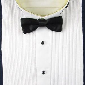 NEW Dimension Boy's White Pintuck Pleat Wing Collar Tuxedo Shirt + Bow Tie, 12